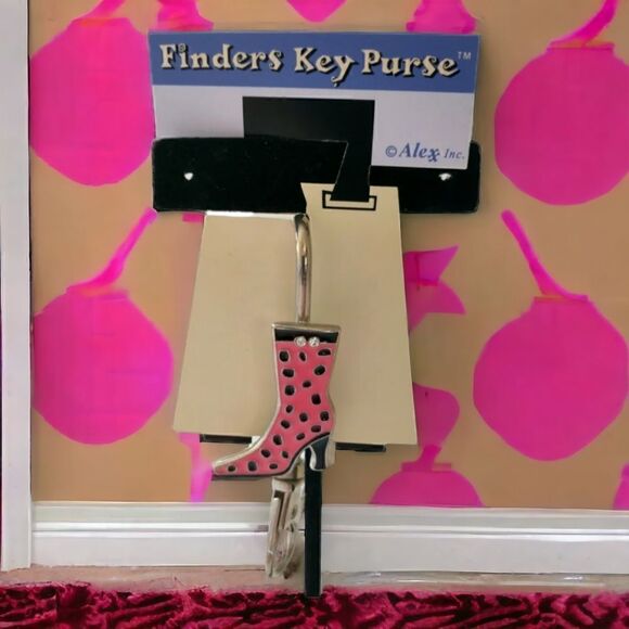 Enameled Boot ALEXX Inc FINDERS KEY PURSE Finder Fob Keychain Pink Rhinestones. - Picture 12 of 15